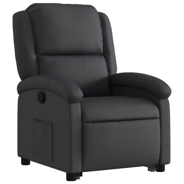 Sillón reclinable elevable cuero auténtico negro