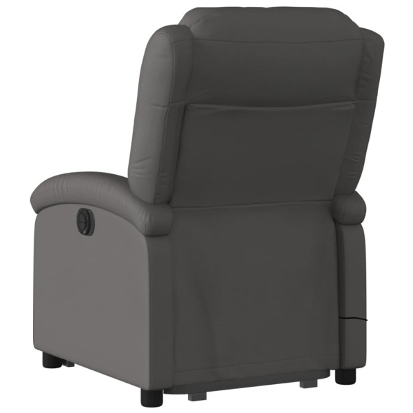 Sillón reclinable de masaje elevable cuero auténtico gris