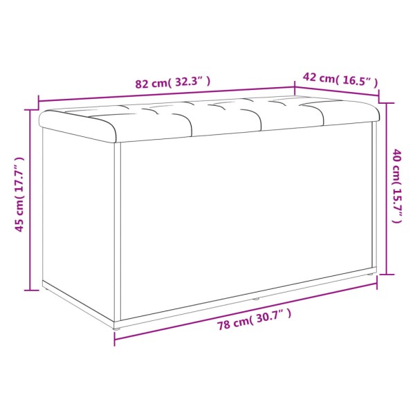 Banco con almacenaje madera ingeniería gris hormigón 82x42x45cm