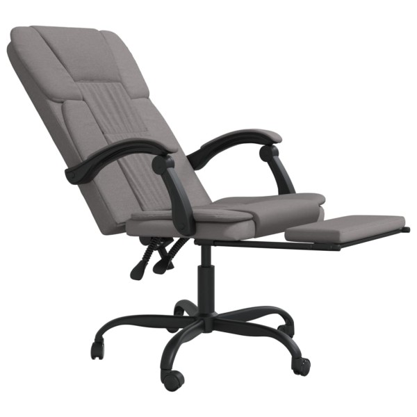 Silla de oficina reclinable de tela gris taupé