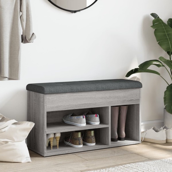 Banco zapatero madera de ingeniería gris Sonoma 82x32x45,5 cm