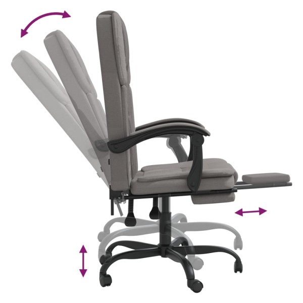 Silla de oficina reclinable de tela gris taupé