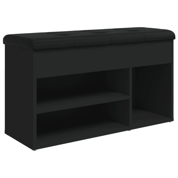 Banco zapatero madera de ingeniería negro 82x32x45,5 cm