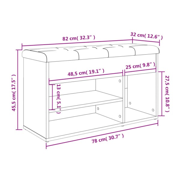 Banco zapatero madera de ingeniería negro 82x32x45,5 cm