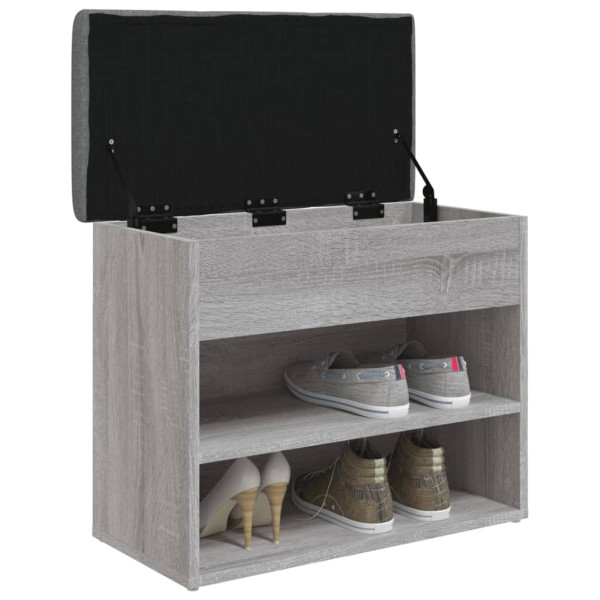 Banco zapatero madera de ingeniería gris Sonoma 62x32x50 cm