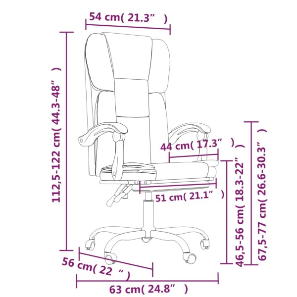 Silla de oficina reclinable de tela gris taupé