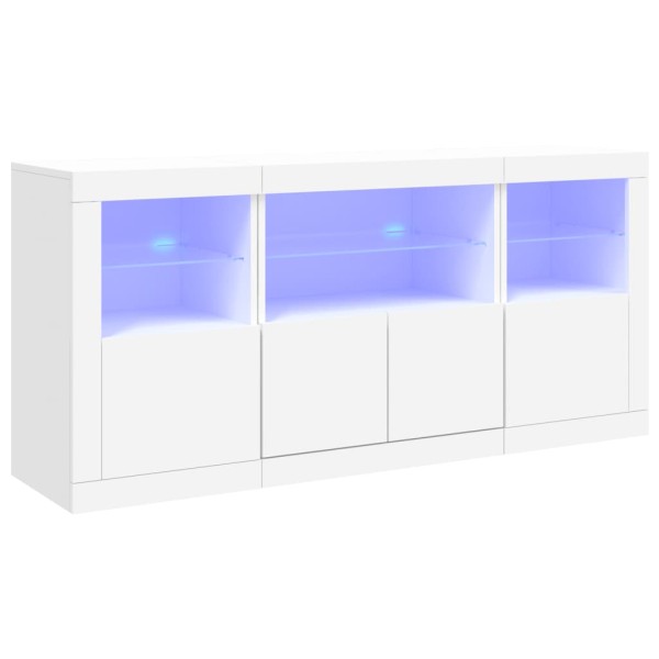 Aparador con luces LED blanco 142,5x37x67 cm