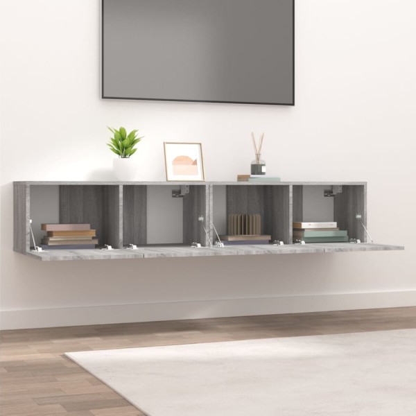 Muebles TV 2 uds madera contrachapada gris Sonoma 80x30x30 cm