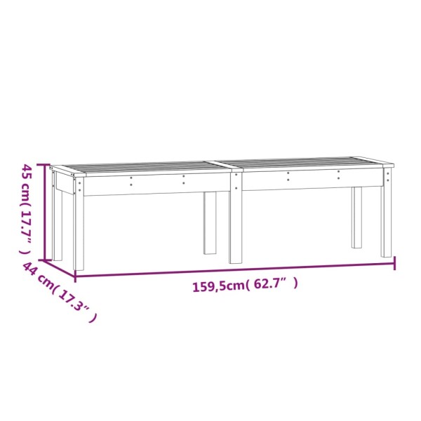 Banco jardín 2 plazas madera maciza pino marrón 159,5x44x45 cm