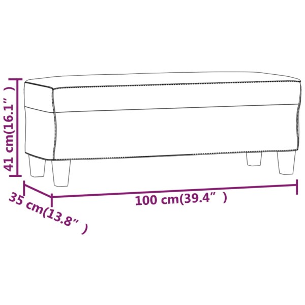 Banco de cuero sintético marrón 100x35x41 cm