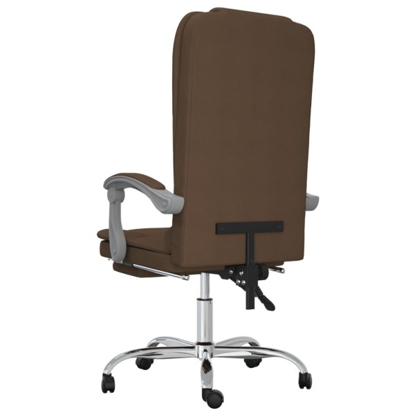 Silla de oficina reclinable con masaje de tela marrón