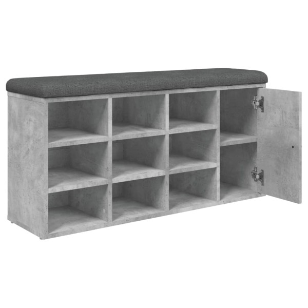 Banco zapatero madera de ingeniería gris hormigón 102x32x50 cm