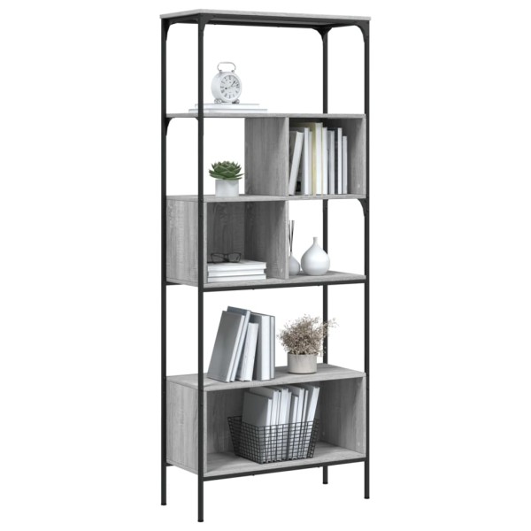 Librería 5 estantes madera ingeniería gris Sonoma 76x33x188,5cm