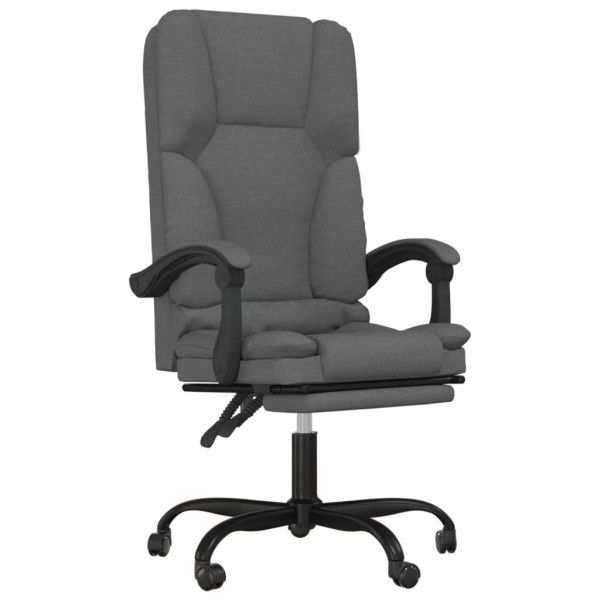 Silla de oficina reclinable con masaje de tela gris oscuro