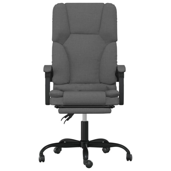 Silla de oficina reclinable con masaje de tela gris oscuro