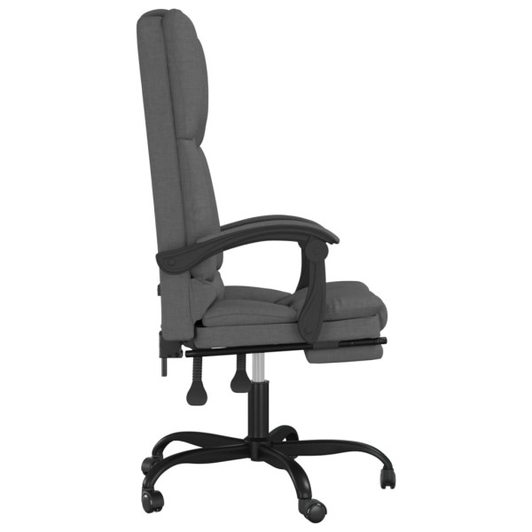 Silla de oficina reclinable con masaje de tela gris oscuro