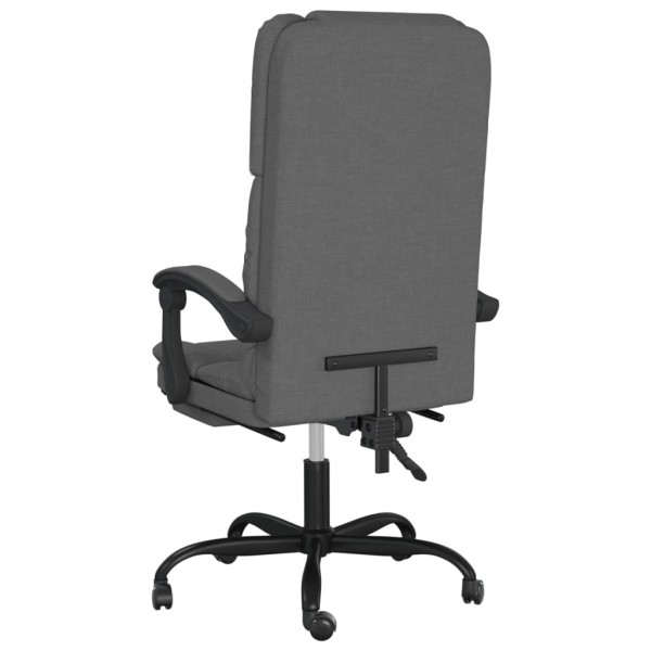 Silla de oficina reclinable con masaje de tela gris oscuro