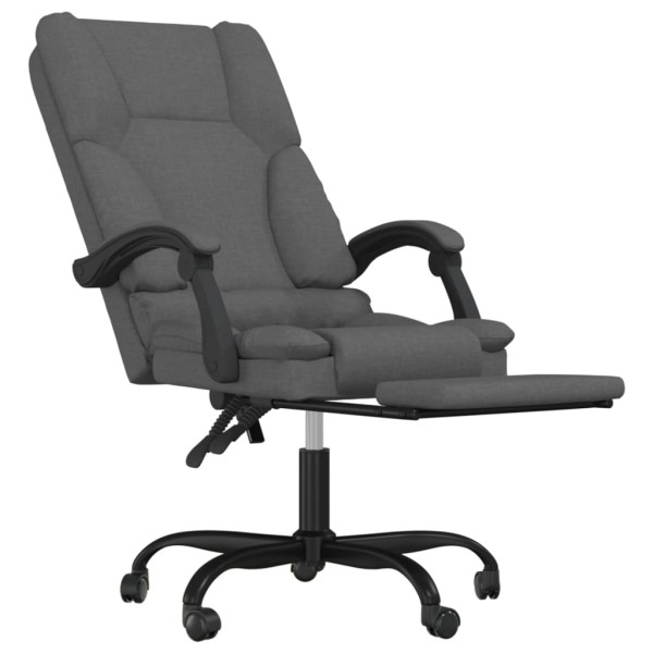 Silla de oficina reclinable con masaje de tela gris oscuro