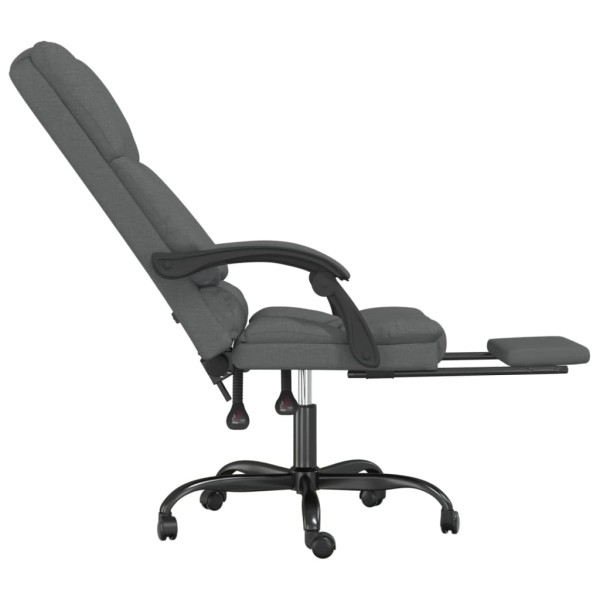 Silla de oficina reclinable con masaje de tela gris oscuro