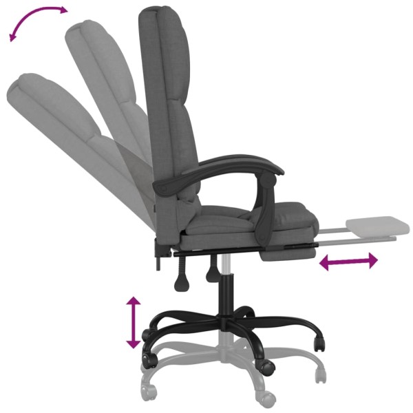 Silla de oficina reclinable con masaje de tela gris oscuro