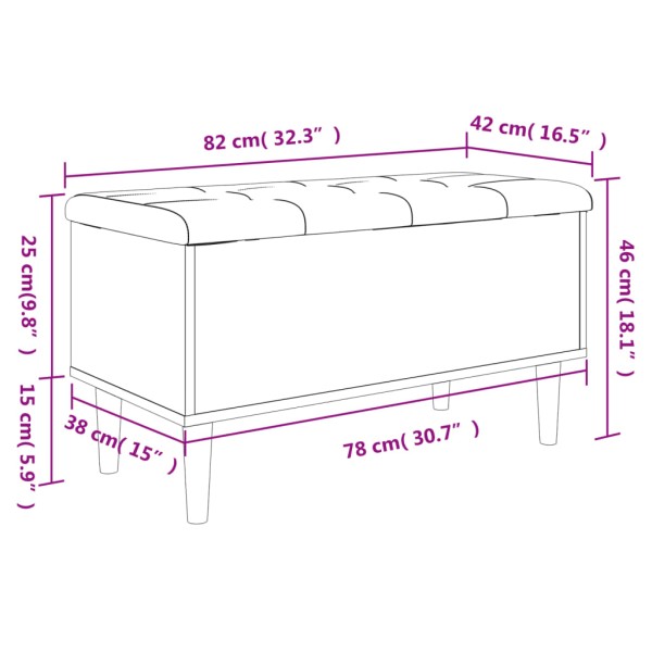 Banco con almacenaje madera ingeniería gris hormigón 82x42x46cm