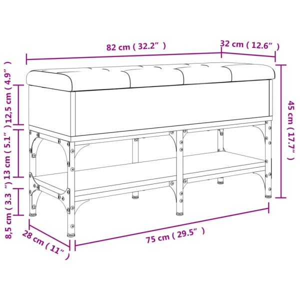 Banco zapatero madera de ingeniería marrón roble 82x32x45 cm