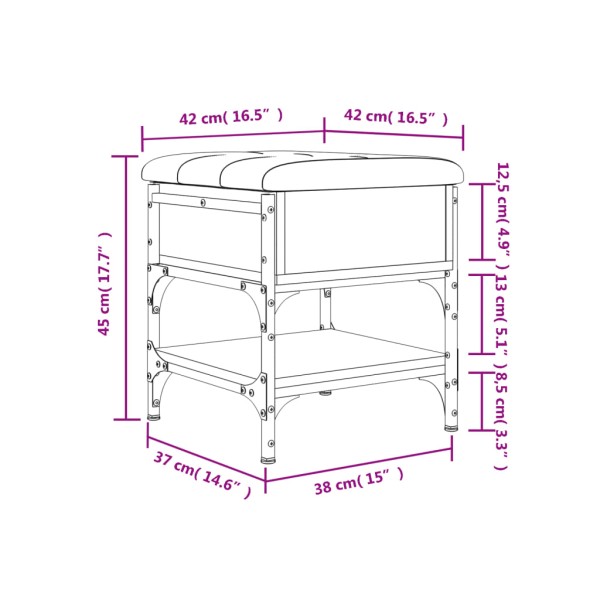 Banco zapatero madera de ingeniería roble Sonoma 42x42x45 cm