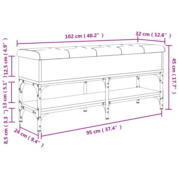 Banco zapatero madera de ingeniería marrón roble 102x32x45 cm