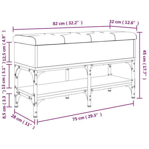 Banco zapatero madera de ingeniería roble ahumado 82x32x45 cm