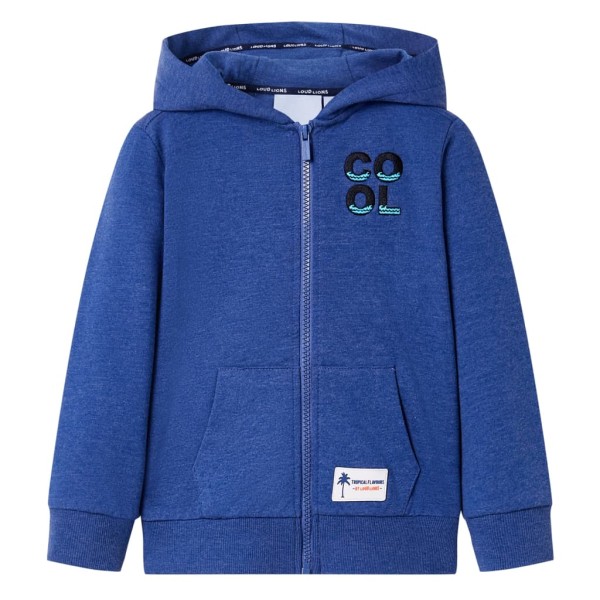 Sudadera para niños con capucha y cremallera azul oscuro