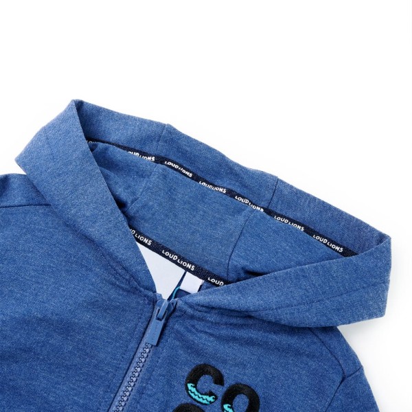 Sudadera para niños con capucha y cremallera azul oscuro