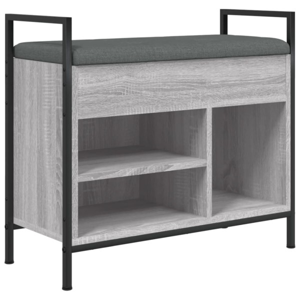 Banco zapatero madera de ingeniería gris Sonoma 65,5x32x57,5 cm