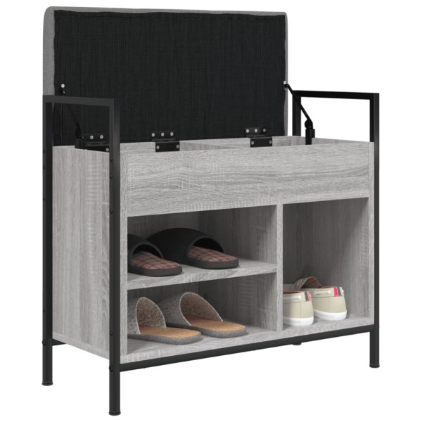 Banco zapatero madera de ingeniería gris Sonoma 65,5x32x57,5 cm