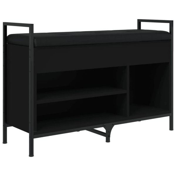 Banco zapatero madera de ingeniería negro 85,5x32x57,5 cm