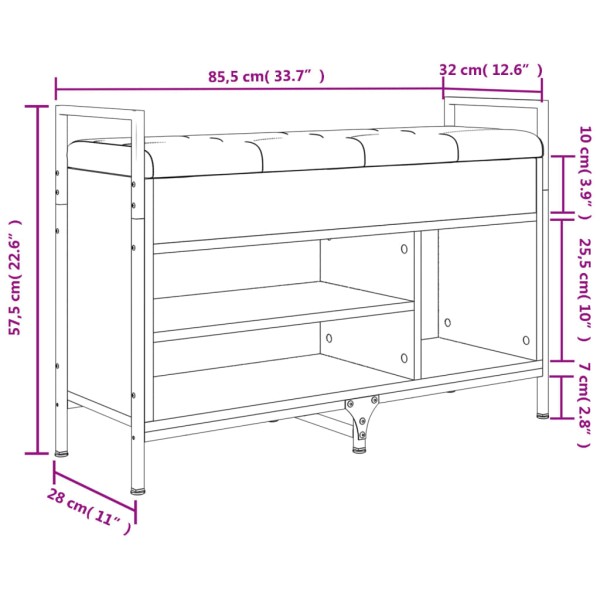 Banco zapatero madera de ingeniería negro 85,5x32x57,5 cm