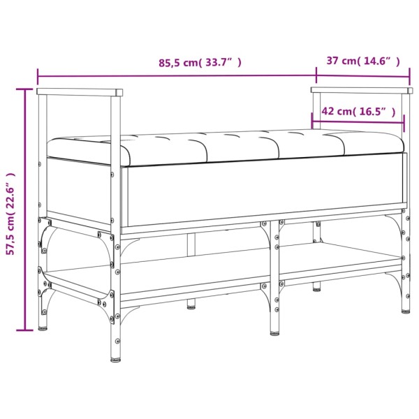 Banco zapatero madera de ingeniería roble Sonoma 85,5x42x57,5cm