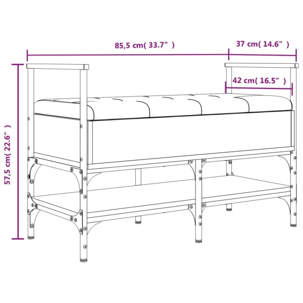 Banco zapatero madera de ingeniería gris Sonoma 85,5x42x57,5 cm