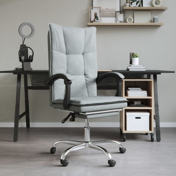 Silla de oficina reclinable de tela gris oscuro