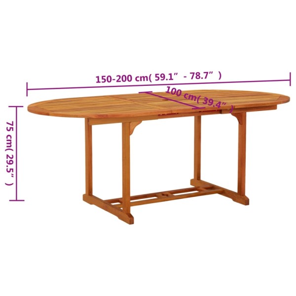 Mesa de jardín madera maciza de eucalipto 200x100x75 cm