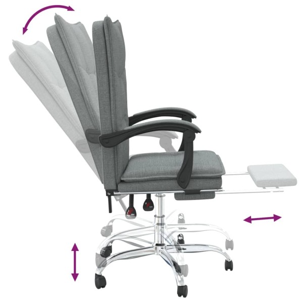 Silla de oficina reclinable de tela gris oscuro