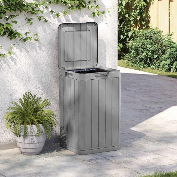 Cubo de basura de exterior PP gris 38x38x65 cm