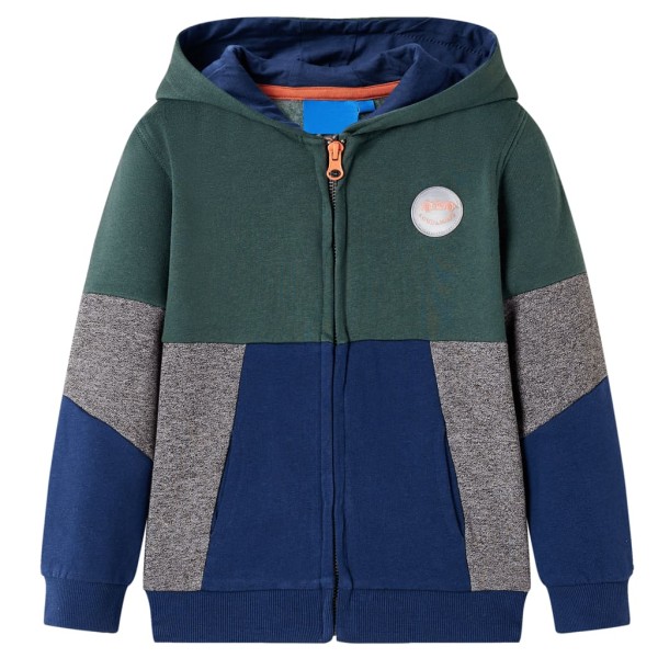 Sudadera infantil con capucha y cremallera verde oscuro 128