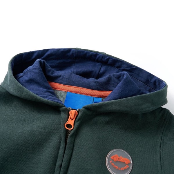 Sudadera infantil con capucha y cremallera verde oscuro 128