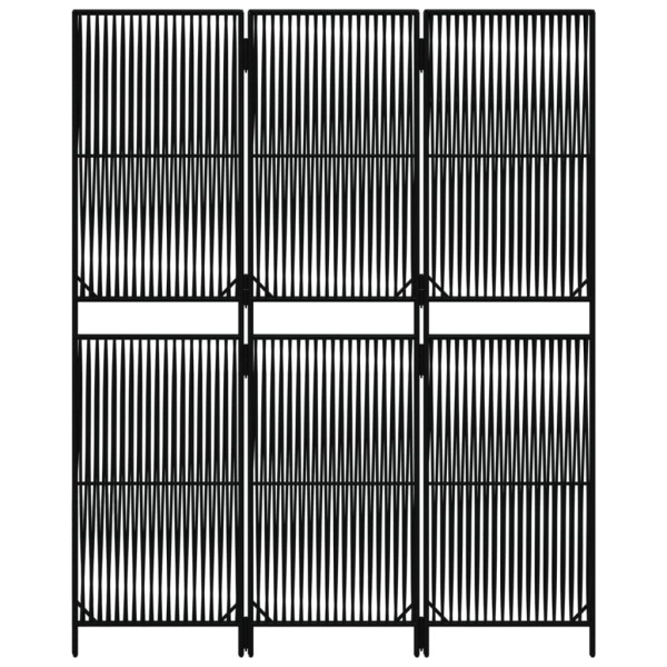 Biombo de 3 paneles ratán sintético negro