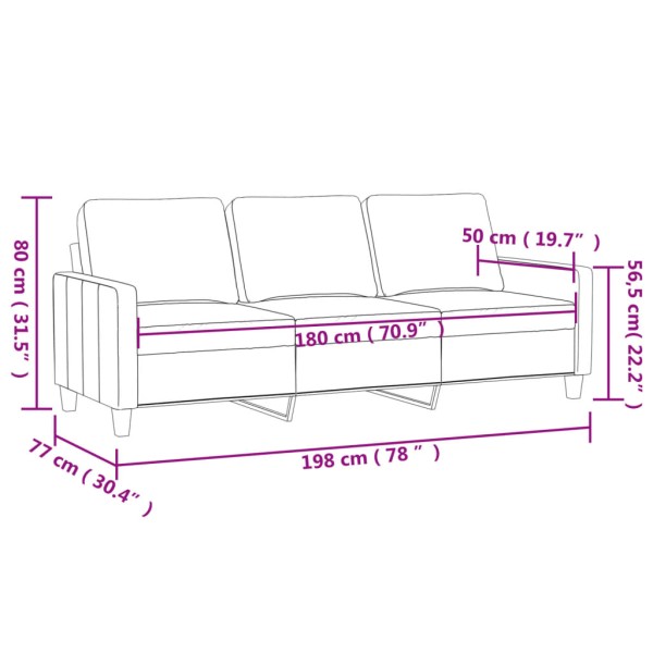 Sofá de 3 plazas terciopelo marrón 180 cm