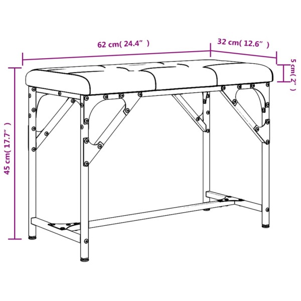 Banco de comedor acero y tela gris claro 62x32x45 cm