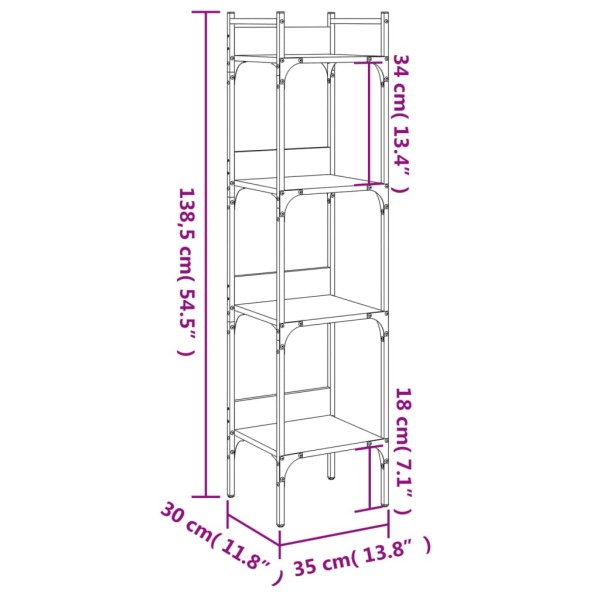 Librería de 4 estantes madera roble Sonoma 35x30x138,5 cm