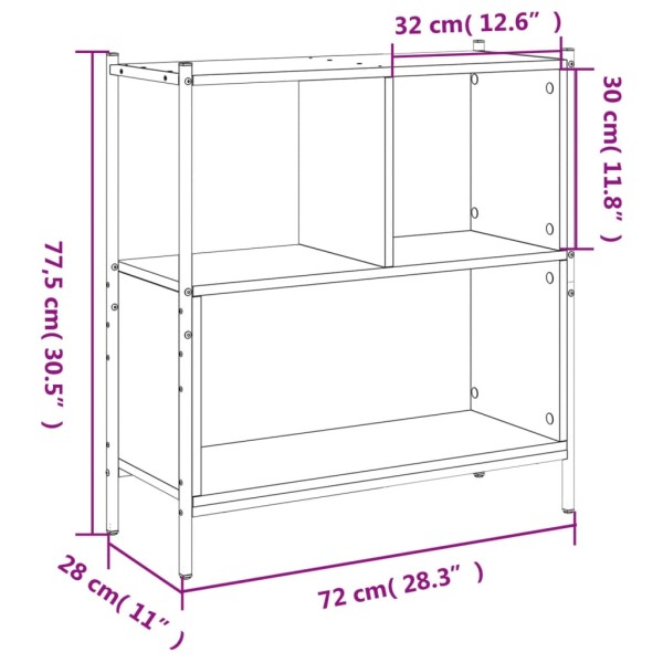 Estantería madera de ingeniería roble ahumado 72x28x77,5 cm