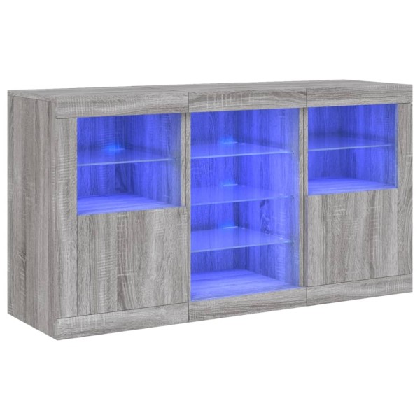 Aparador con luces LED gris Sonoma 123x37x67 cm