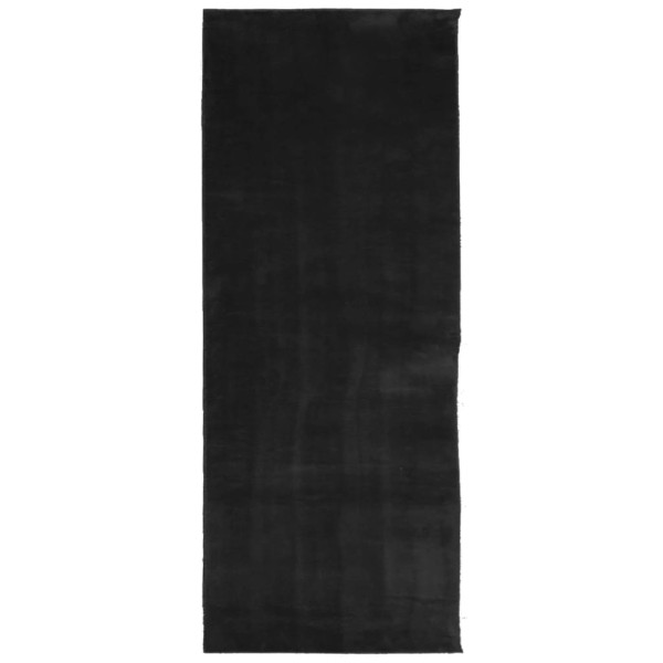 Alfombra de pelo corto suave lavable HUARTE negro 80x200 cm